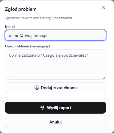 Jak zgłosić problem?